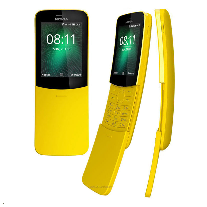 Nokia 8110 4G Yellow with front, right side view
