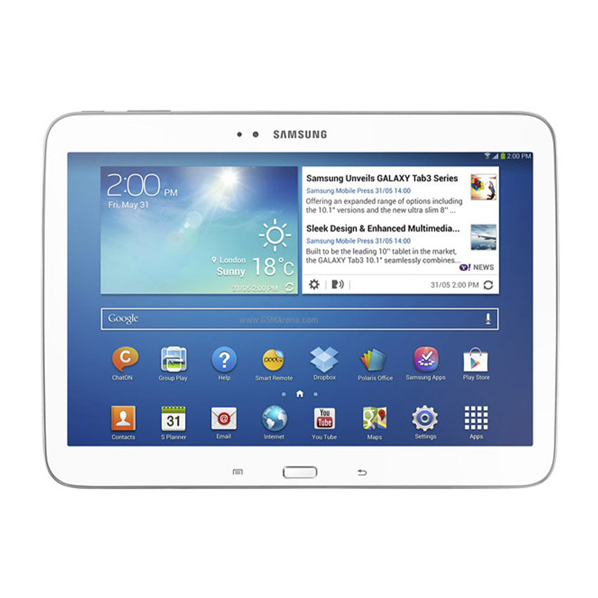 Samsung Galaxy Tab 3 Wifi SM-P5210 white front view - Fonez-Keywords : MacBook - Fonez.ie - laptop- Tablet - Sim free - Unlock - Phones - iphone - android - macbook pro - apple macbook- fonez -samsung - samsung book-sale - best price - deal